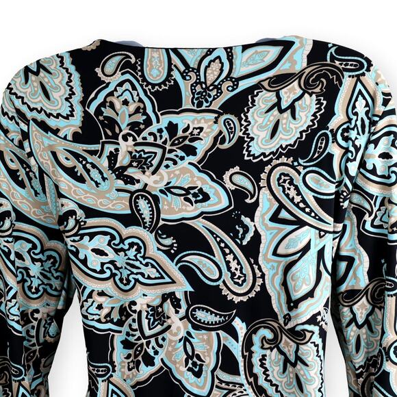 INC International Concepts Side Ruched Paisley Print Jersey Knit Dress Petite L - Picture 5 of 9